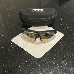 TYR Black Sunglasses with Gold Accents